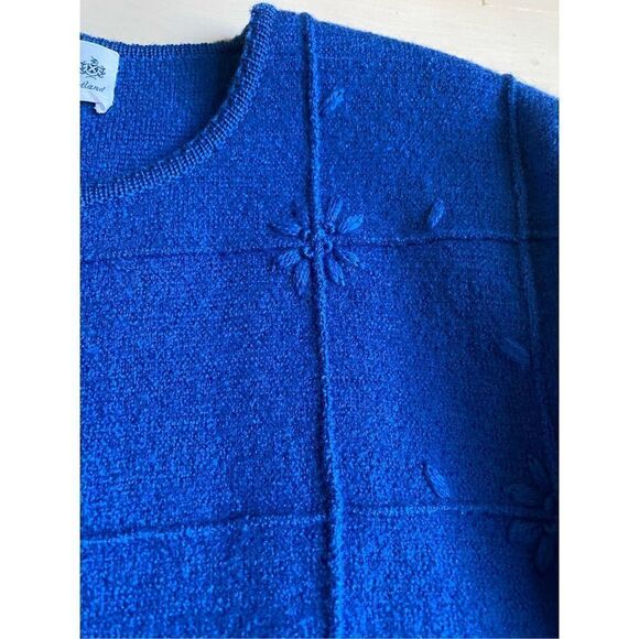 Vintage Deans of Scotland Womens 100% Wool Cardigan Sweater Size S Royal Blue  B - Picture 5 of 5